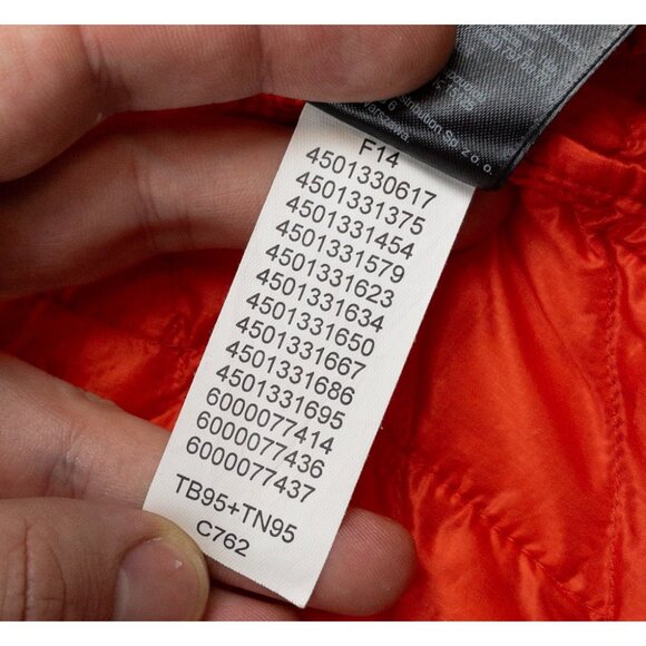 The North Face Thermoball Puffer Jacket Men's XL Orange Lightweight Full Zip - Picture 9 of 16